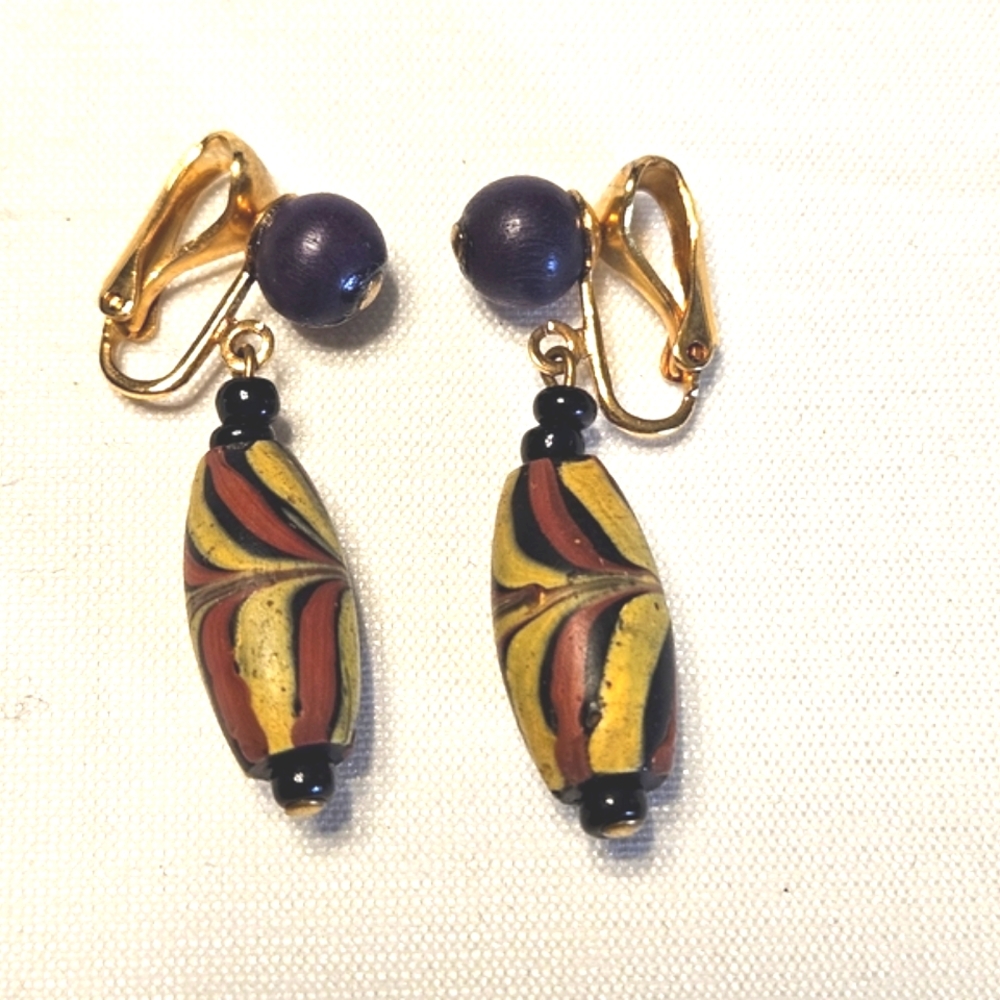 Vintage Bohemian Wooden Stylish Clip On Earrings